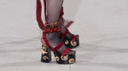 Forbitten red velvet platform heels ￼